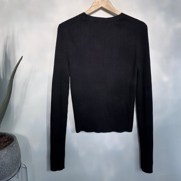 Gap Skinny Rib Cotton Modal Cardigan Black Large Tall - Picture 6 of 8